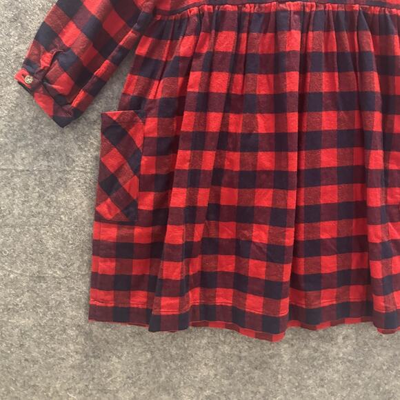 Hanna Andersson Dress Girls Size 10 Red Plaid Flannel Long Sleeve Pockets Comfy - Picture 6 of 11